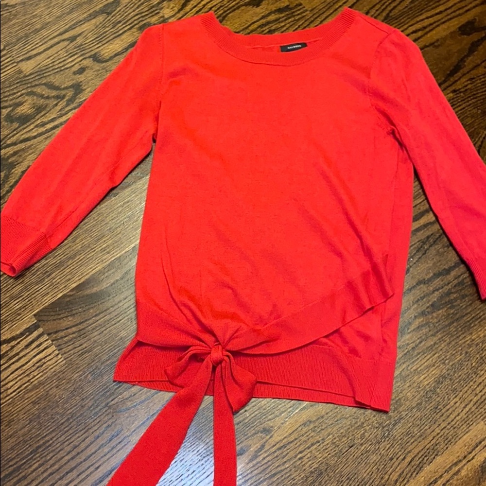 Halogen coral sweater with tie detail